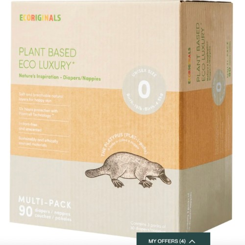 Ecoriginals Newborn Mega Nappies Size 0 90 Pack